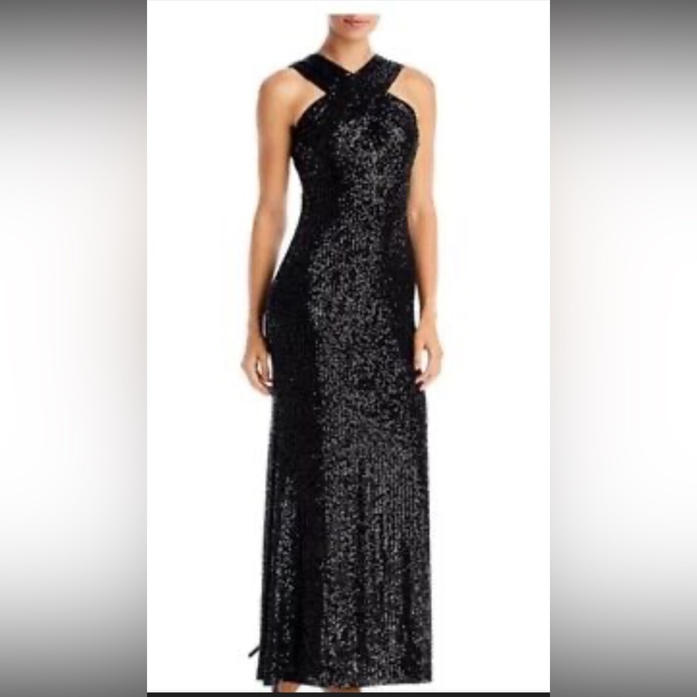 Elegant Black Sequin Evening Gown